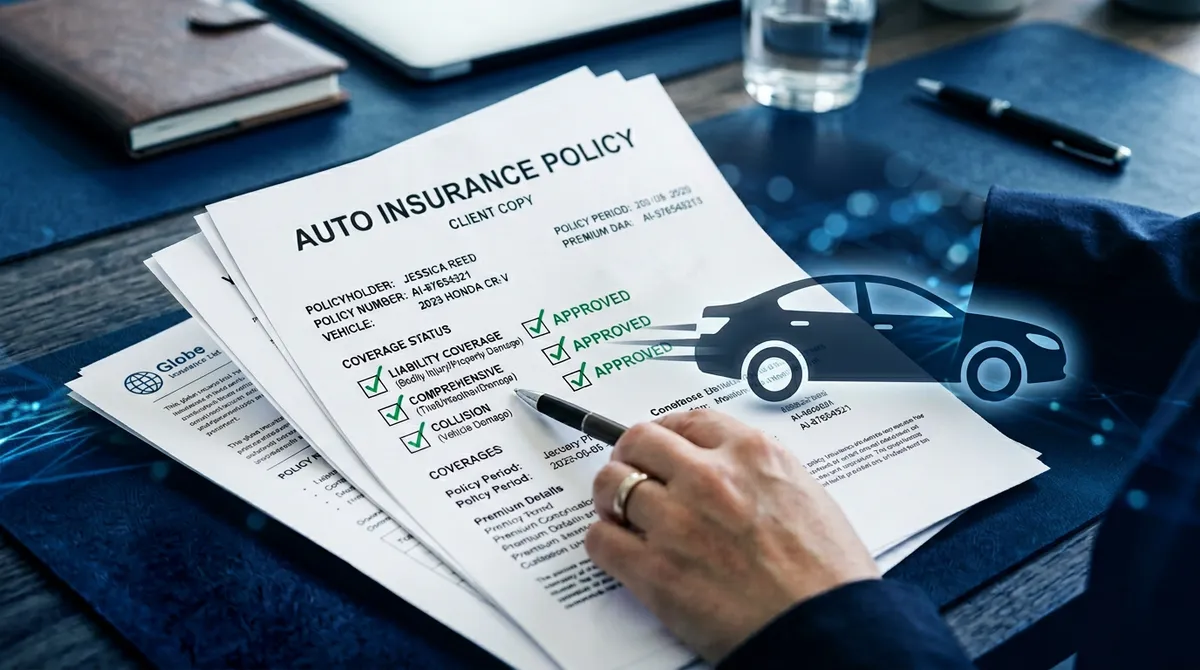 Фрагменты страхового полиса и учебные пометки